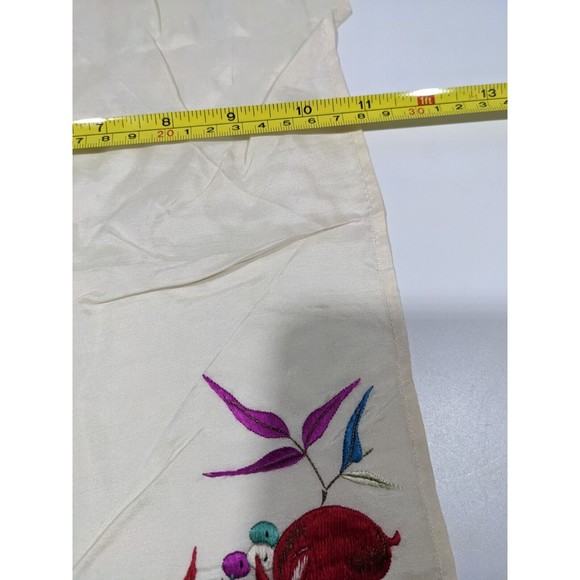 Vintage Embroidered Hankie Handkerchief Rabbit Red Hare Pocket Scarf Silky - Picture 5 of 6